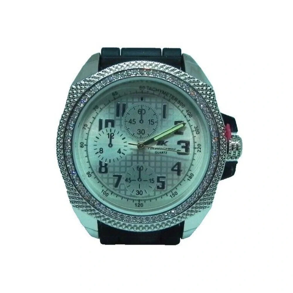 Techno King Watch‎ Mens Black Silicone Band Fashion Dressy Party Hip Hop NEW